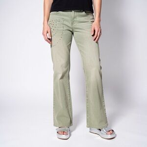 SPICY JEANS FLARE PANTS STUDDED GLITTER SIZE 9 WOMENS Y2K VINTAGE